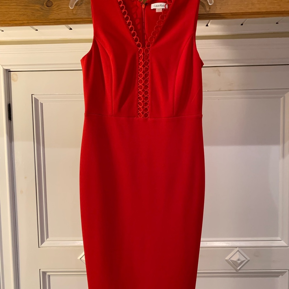 Calvin Klein Vibrant Red Midi Dress